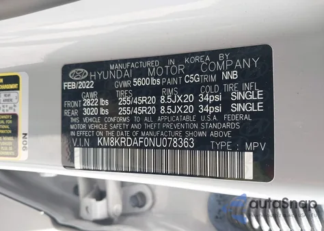 2022 Hyundai Ioniq 5 Limited z USA, uszkodzony, nr VIN KM8KRDAF0NU078363